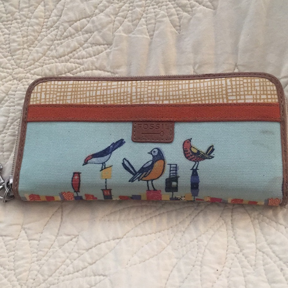 Vintage Fossil "Key Per" birds wallet